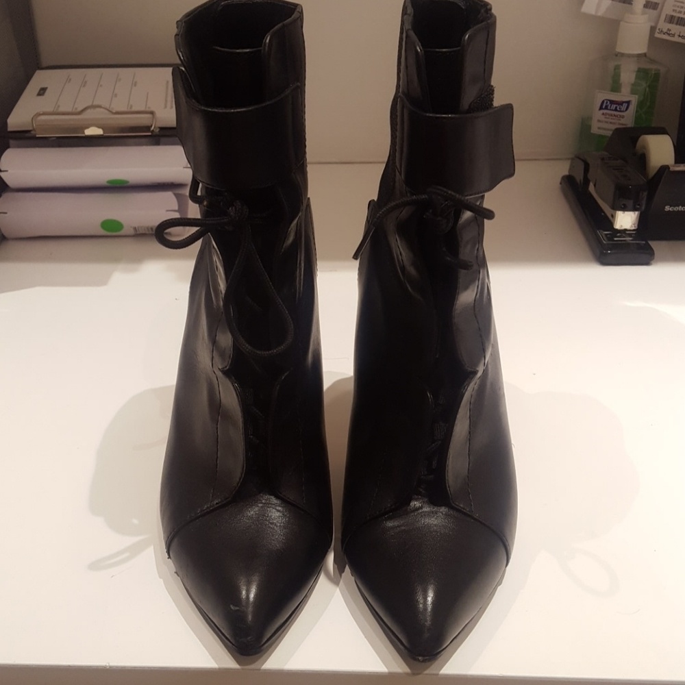 PLV lace up leather booties